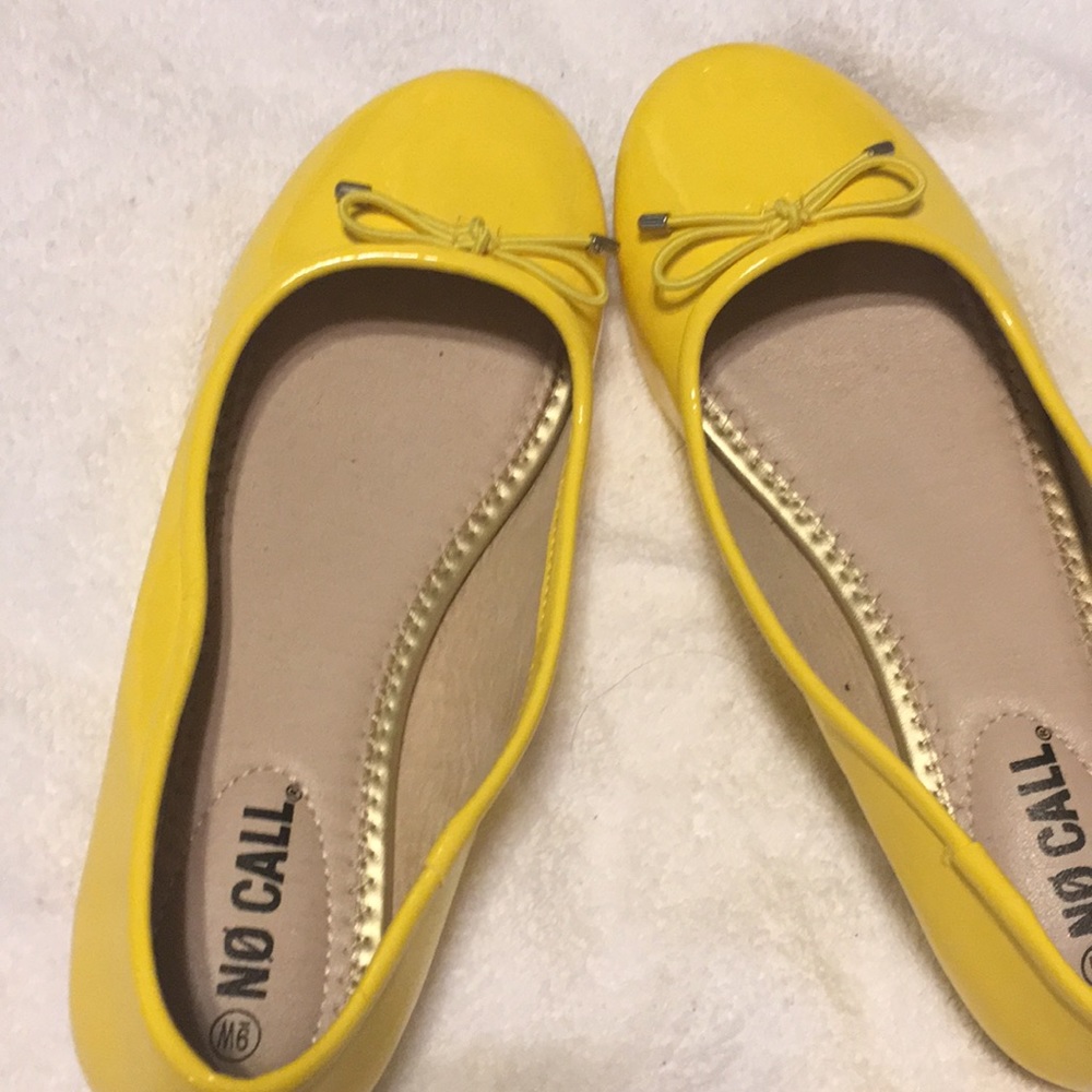 Bright yellow ladies flat shoes